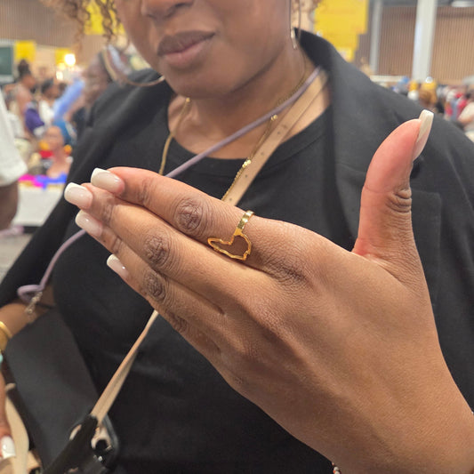 BAGUE CARTE AFRIQUE PLAQUÉ OR