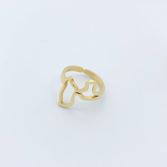 BAGUE CARTE GUADELOUPE PLAQUÉ OR