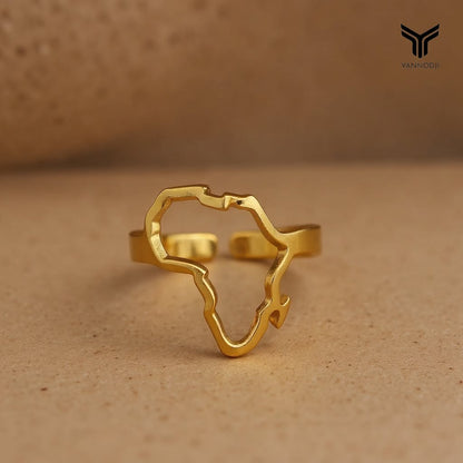 BAGUE CARTE AFRIQUE PLAQUÉ OR